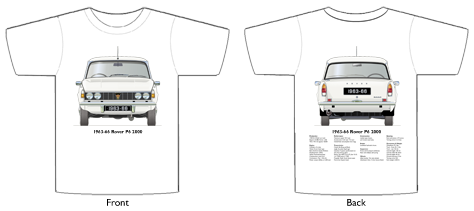 Rover P6 2000 1963-66 T-shirt Front & Back